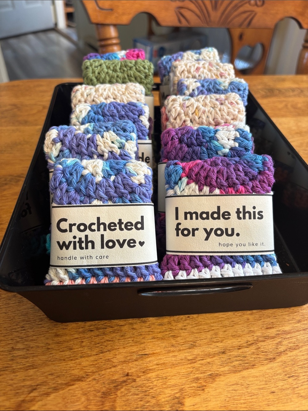 Handmade Multicolor Crocheted Washcloths